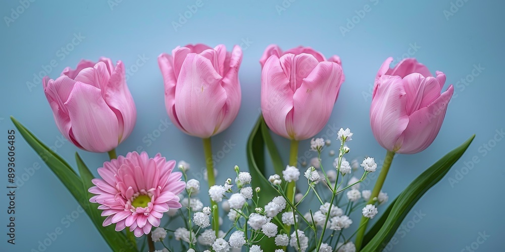 Fototapeta premium Beautiful Pink Tulips in a Vase