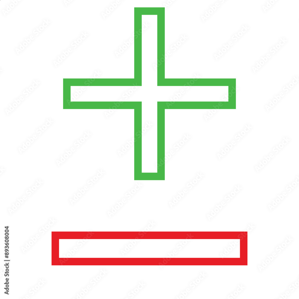 Obraz premium Plus and Minus in Green and Red Color. isolated on white background. EPS 10/AI