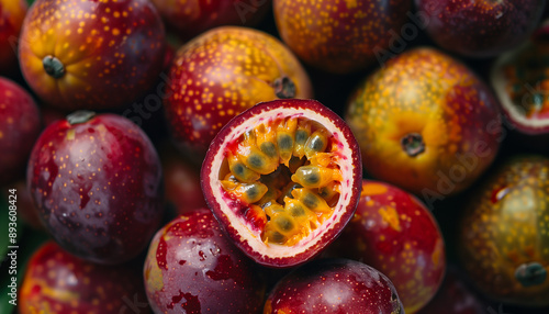 top view fresh passion fruit  pattern background
