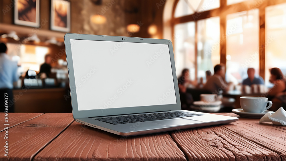 Default A sleek silver laptop sits open on a rustic mediumbrow wooden table background ai generative Default A sleek silver laptop sits open on a rustic mediumbrow wooden table background ai generative
