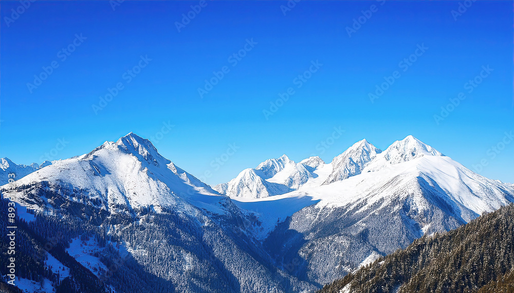 Snow covered mountains in winter Snow covered mountains in winter
