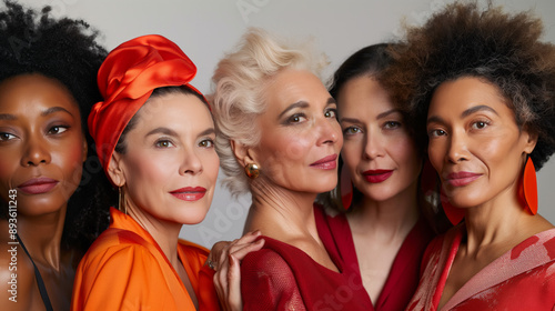 Diverse women showcase beauty trends in studio portrait © Mirjana