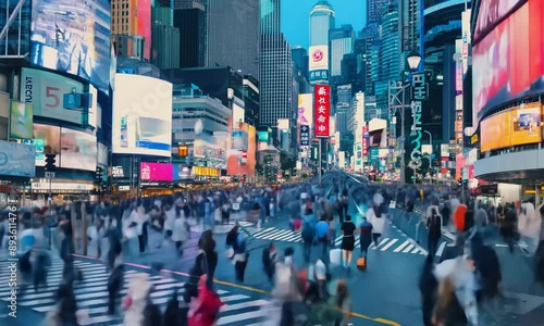 Wallpaper Mural Thousands of people walk across the famous Shibuya Crossing in Japan timelapse 4k video Torontodigital.ca