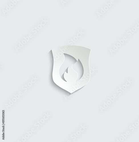 fire protection icon shield with flame icon