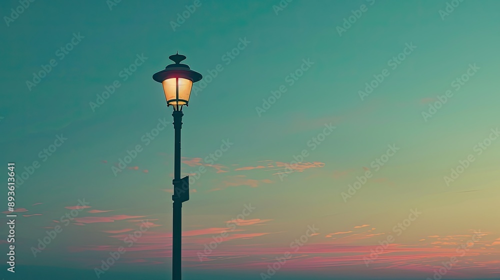 Elegant lamp post with a twilight sky, calm and serene evening Elegant lamp post with a twilight sky, calm and serene evening