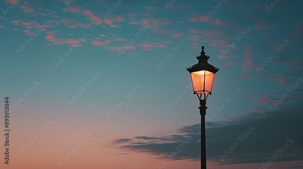 Elegant lamp post with a twilight sky, calm and serene evening Elegant lamp post with a twilight sky, calm and serene evening