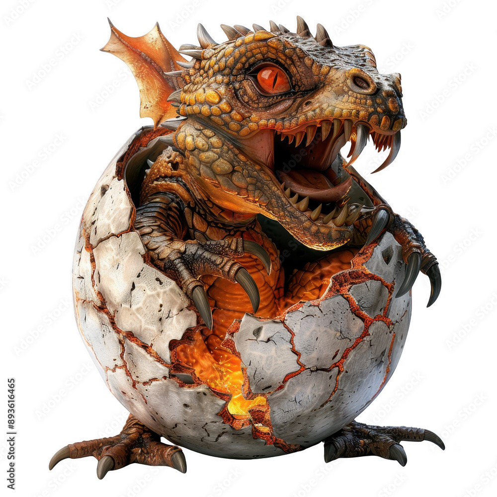 Fototapeta premium Dragon Hatching from an Egg