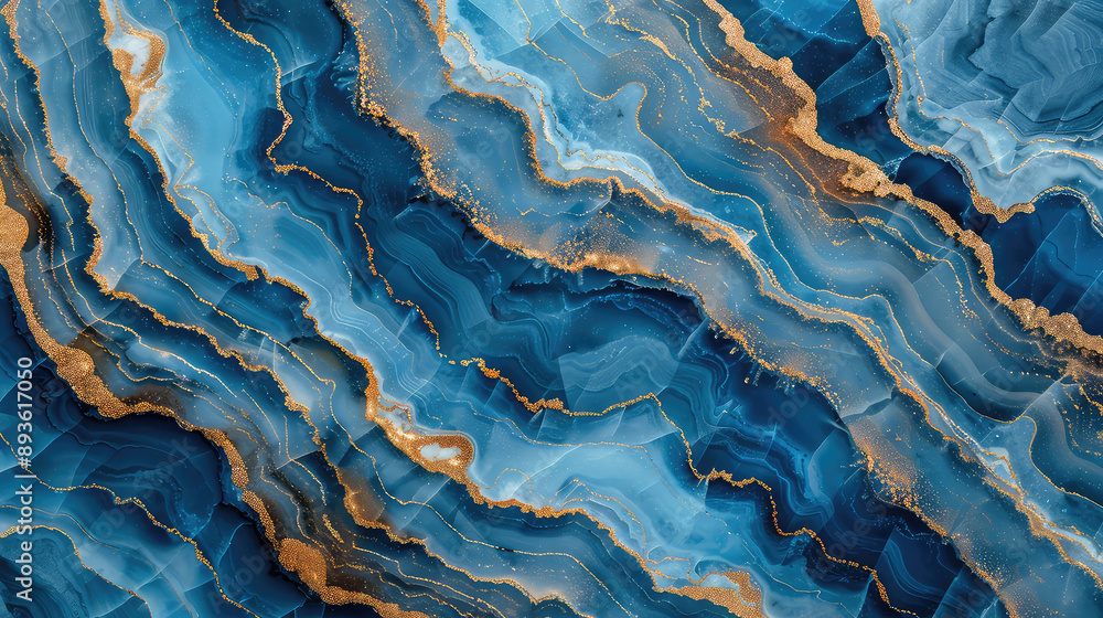 Fototapeta premium Texture color abstract background pattern art paint liquid blue effect. Abstract texture design pattern color background gold mineral luxury ink nature wallpaper creative. Generative AI