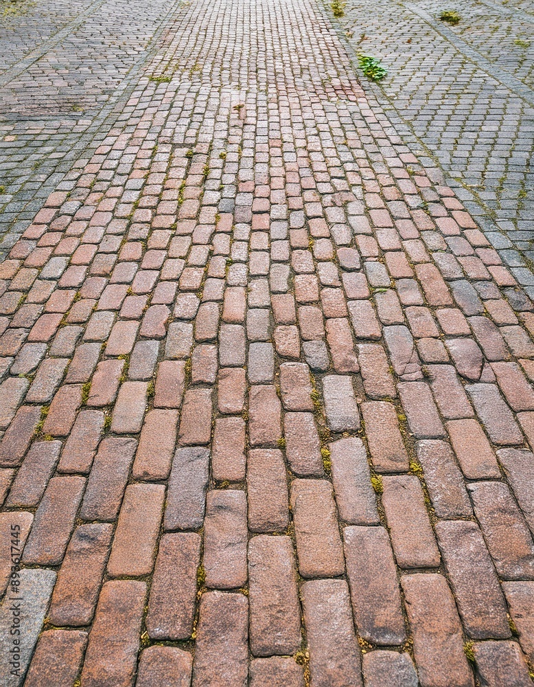 Fototapeta premium Close-Up of Brick Road Paving Texture