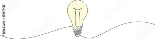 Light bulb drawn by one continuous line. Electricity consumption concept. Single line vector illustration. Editable stroke.