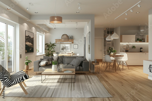 Modern, bright living room (A.I.-generated) photo