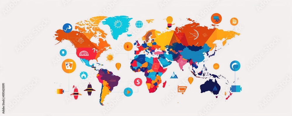 Sustainable development goals, world map, flat design illustration Sustainable development goals, world map, flat design illustration
