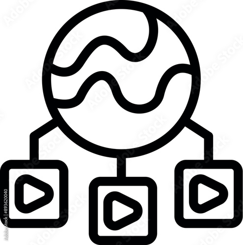 Global network is connecting three devices streaming video content, symbolizing global reach