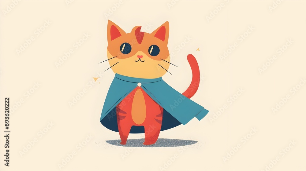 Adorable Cartoon Cat Superhero in Vibrant Whimsical Adorable Cartoon Cat Superhero in Vibrant Whimsical