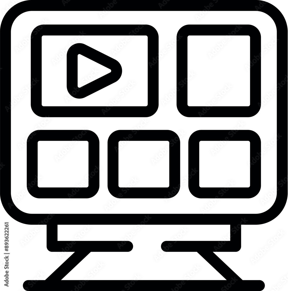 Online video platform is displaying multiple videos with a play button for users to choose from Online video platform is displaying multiple videos with a play button for users to choose from