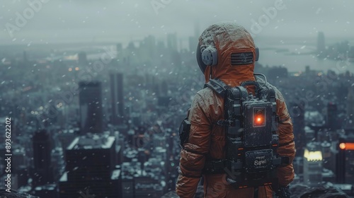 Astronaut in Snowy City © Bolustck