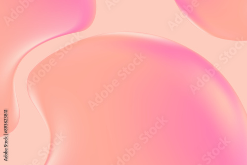 Abstract light pink holographic liquid bubbles, flowing colorful gradient textured background with copy space. Fluid organic forms, smooth fluids like gel, collagen, serum. Beauty presentation, banner