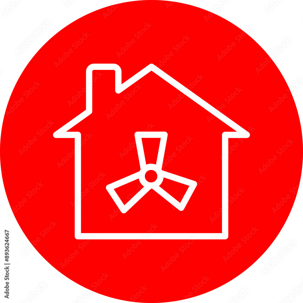 Ventilation Vector Line White Circle Red Ventilation Vector Line White Circle Red