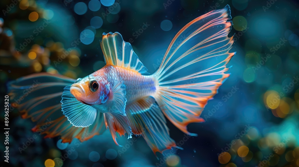 Elegant fish with luminous wings exploring the depths of the ocean Elegant fish with luminous wings exploring the depths of the ocean