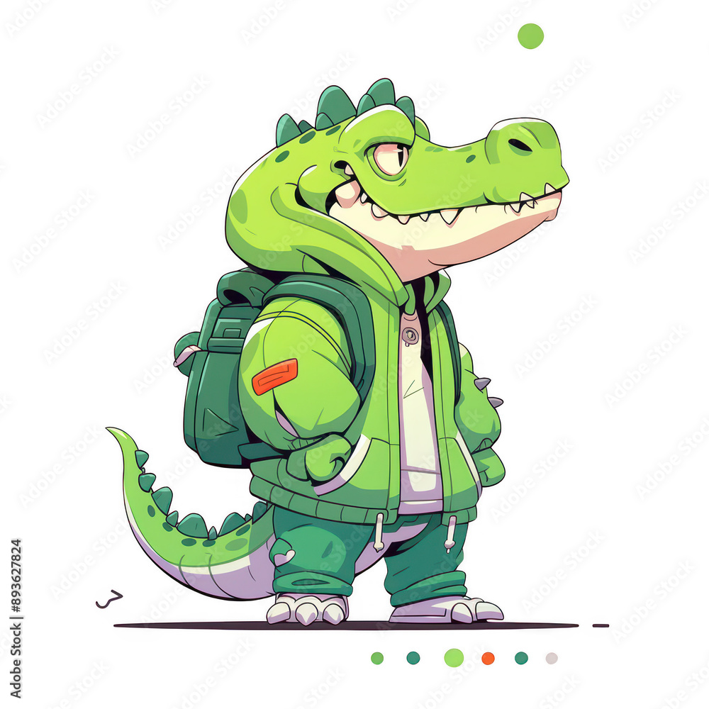 Fototapeta premium Cool Crocodile with Backpack