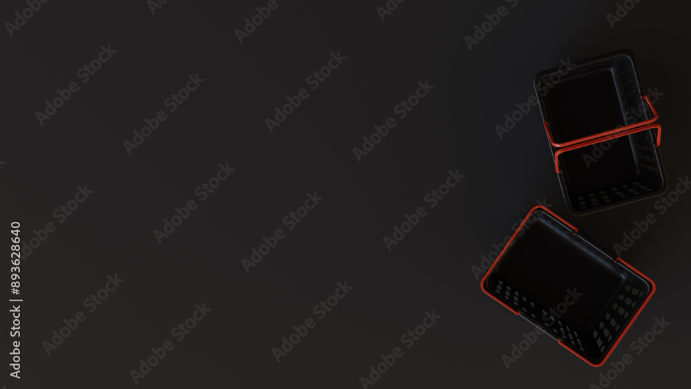 Black shopping cart on dark background 3d Illustration Black shopping cart on dark background 3d Illustration