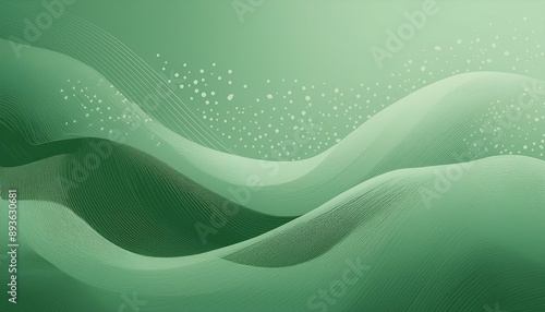 Aesthetic pastel green background template for business or diploma presentation. Waves and dots. Generative AI