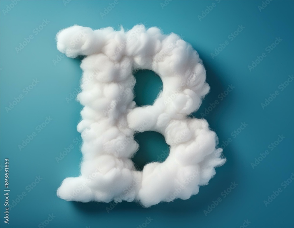 Capital letter B made of clouds or soft cotton. Fluffy airy style. Scrapbook activity. Generative AI Capital letter B made of clouds or soft cotton. Fluffy airy style. Scrapbook activity. Generative AI