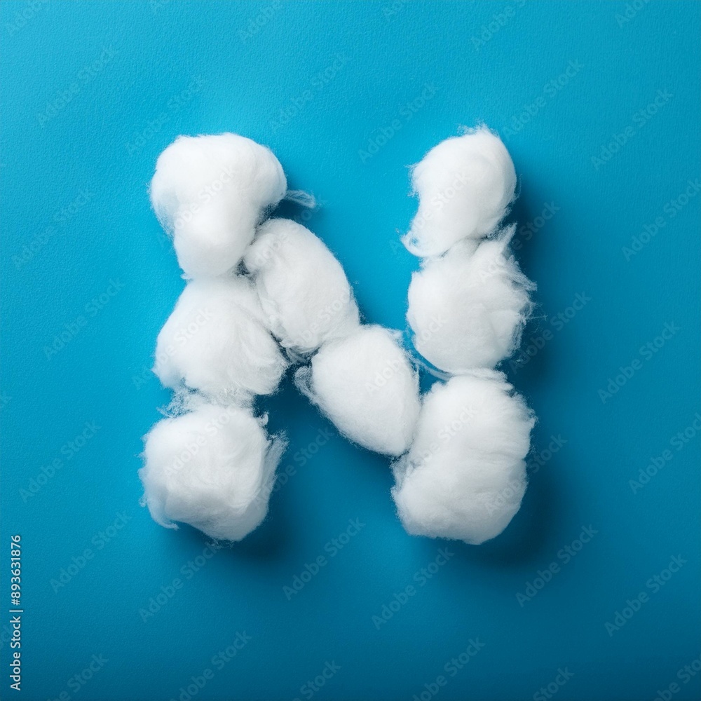 Capital letter N made of clouds or soft cotton. Fluffy airy style. Scrapbook activity. Generative AI Capital letter N made of clouds or soft cotton. Fluffy airy style. Scrapbook activity. Generative AI