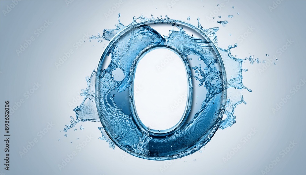 Capital letter O made of blue water splashes or ice on light background. Scrapbook activity. Generative AI Capital letter O made of blue water splashes or ice on light background. Scrapbook activity. Generative AI