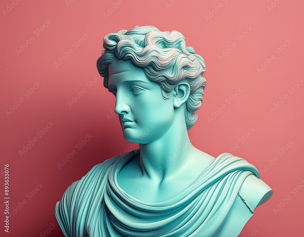 Creative statue bust on pastel background. AI generation Creative statue bust on pastel background. AI generation