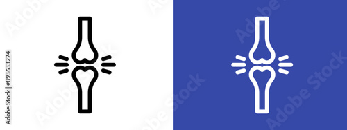 Arthritis knee joint pain icon logo sign set vector outline