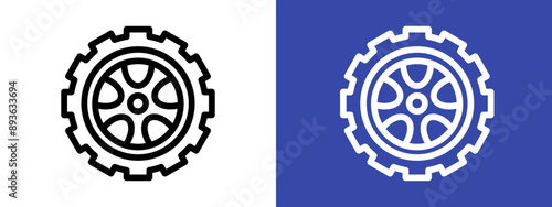 car wheel icon logo sign set vector outline