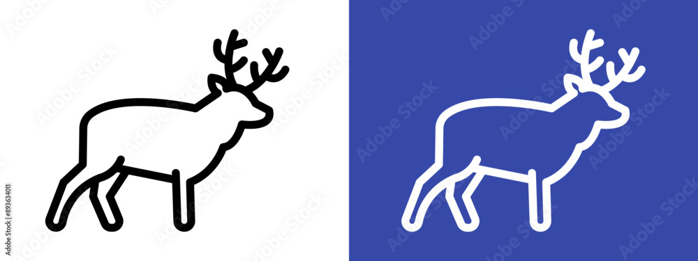 Deer animal icon logo sign set vector outline