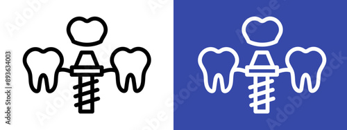 Dental implants icon logo sign set vector outline