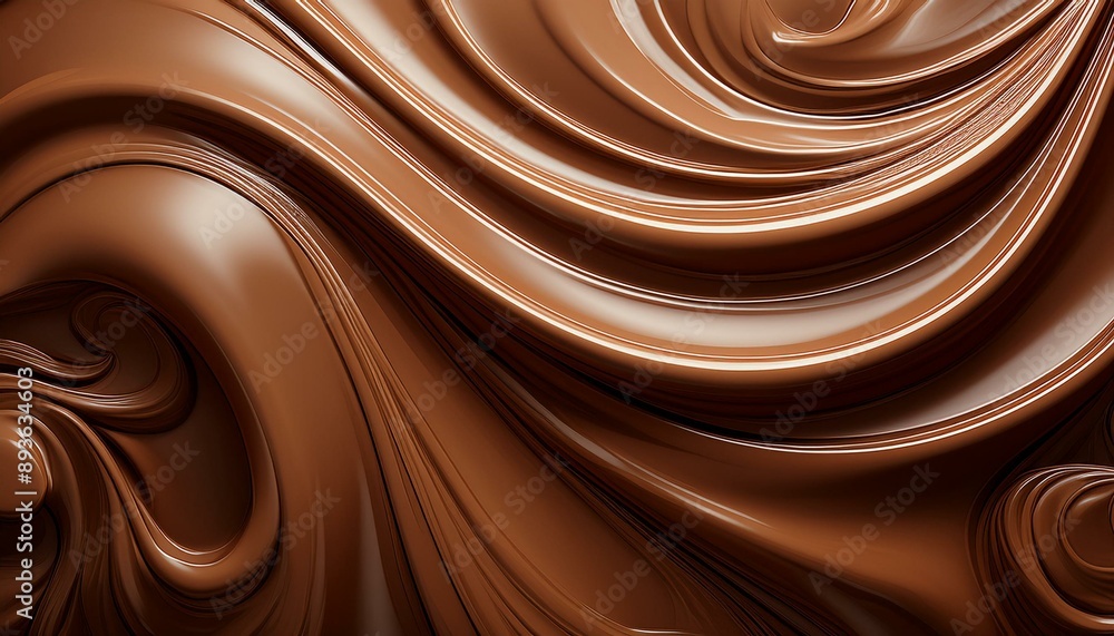 Melted chocolate background. Brown liquid swirls. Generative AI Melted chocolate background. Brown liquid swirls. Generative AI