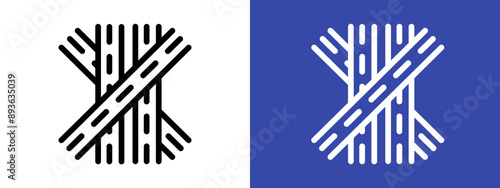 Multi level junction icon logo sign set vector outline