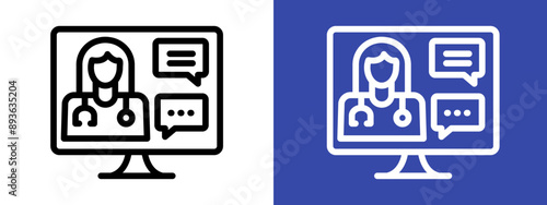 online medical consultation icon logo sign set vector outline
