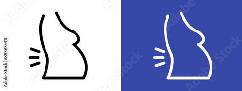 Pregnant woman backache icon logo sign set vector outline