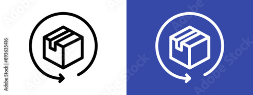 product return Box icon logo sign set vector outline