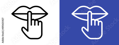 Please do quite pssst icon logo sign set vector outline