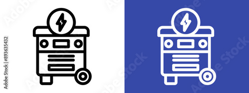 Portable power generator icon logo sign set vector outline