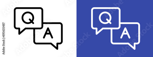 Questions and answers icon logo sign set vector outline