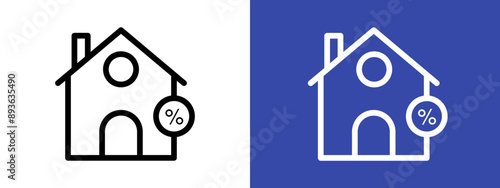 Rate for mortgage icon logo sign set vector outline