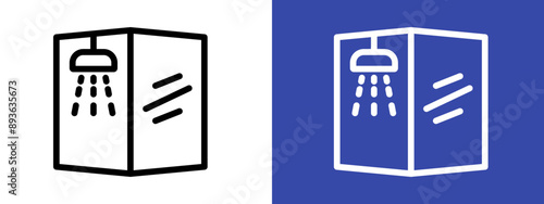 Shower cabin bathroom icon logo sign set vector outline