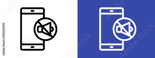 silent phone icon logo sign set vector outline