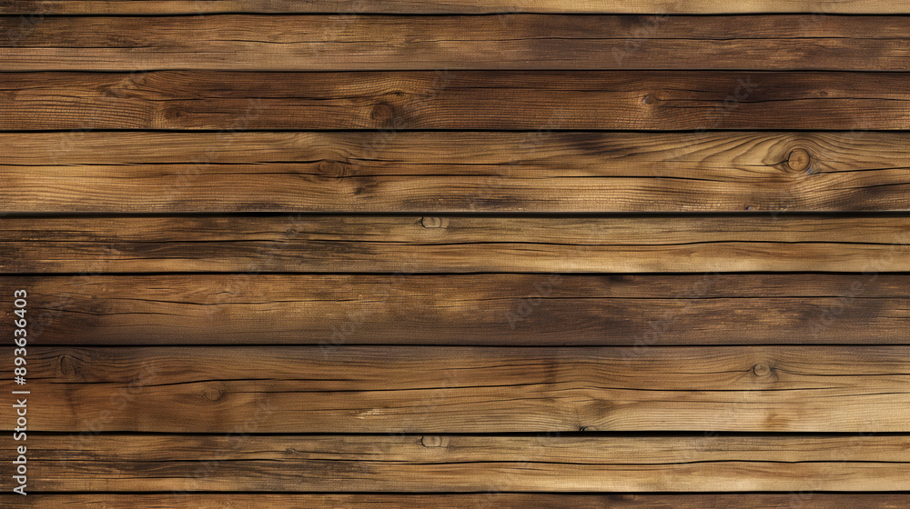 Fototapeta premium Wooden oak or pine brown table surface pattern texture planks, wooden structure table top view design background, tabletop top view vintage grunge rough background with empty place, wooden texture
