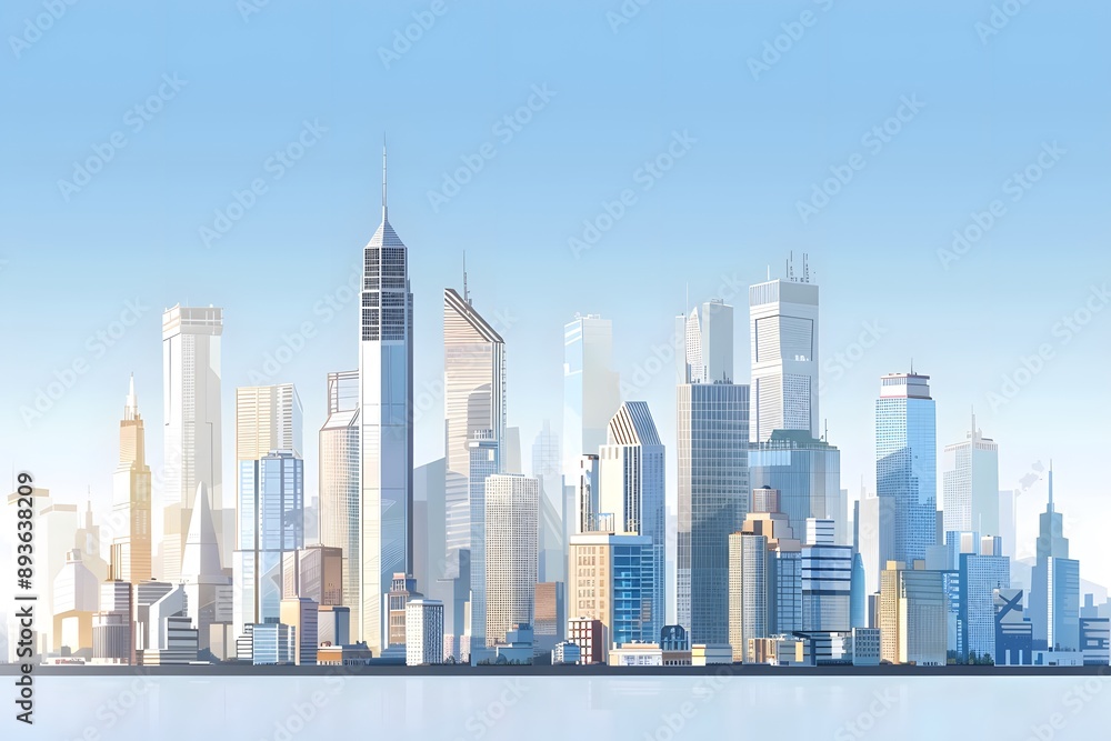 Naklejka premium Modern City Skyline Illustration