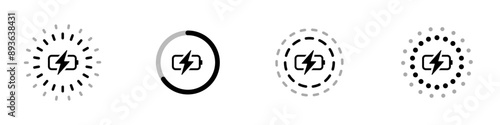 Charge indicator symbol. Battery charge icon. Battery icons, symbols indicator. Vector	

