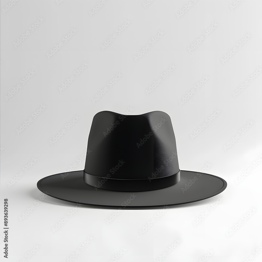 minimal solid black hat close up on white background AI generative minimal solid black hat close up on white background AI generative