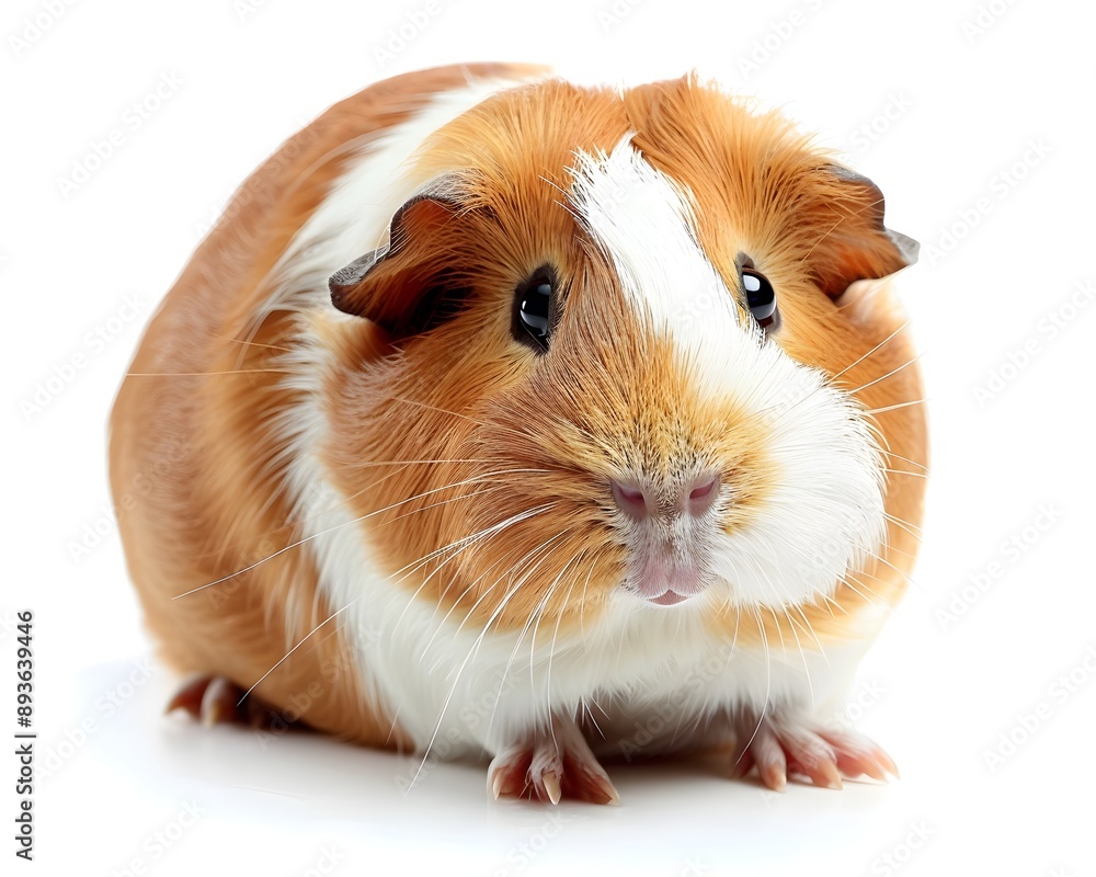 Charming Fluffy Guinea Pig Isolated on Plain White Background Charming Fluffy Guinea Pig Isolated on Plain White Background